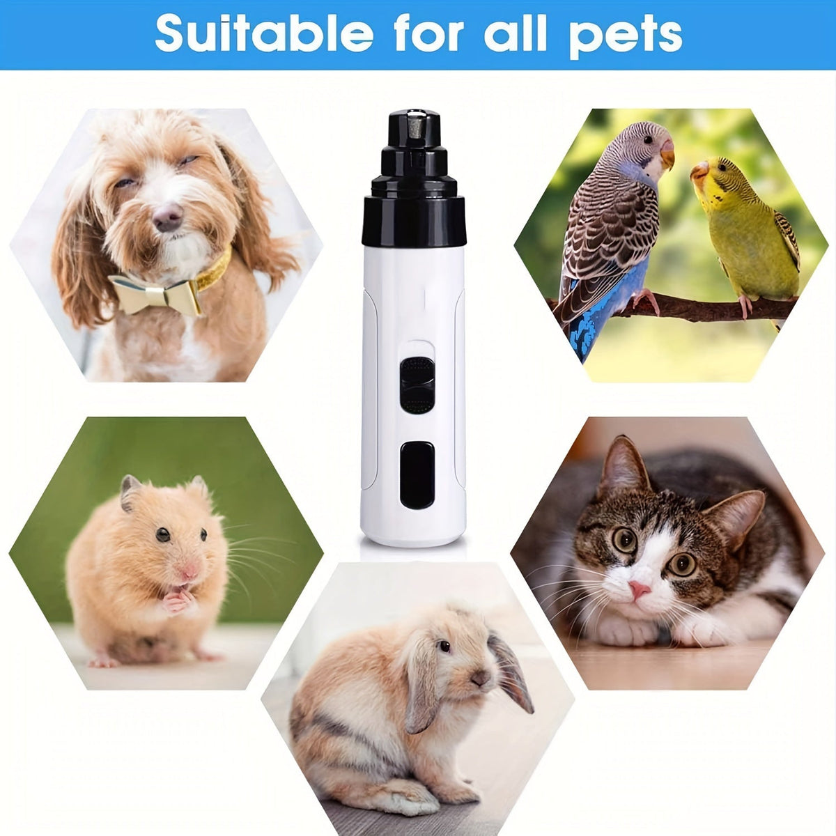 Electric Dog Nail Grinder, Quiet and Painless, USB Rechargeable, LED Screen Pet Grooming Tool