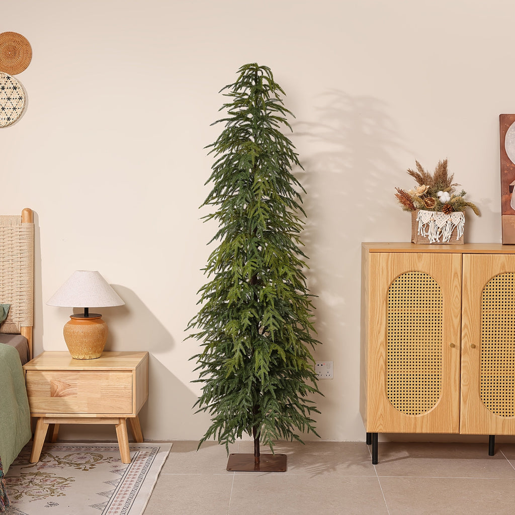 Artificial Norfolk Pine Pencil Christmas Tree, UV-Resistant Soft Real-Touch Leaves, Easy Assembly No Maintenance, Indoor Outdoor Porch Patio Living Room Holiday Decor, Pet-Friendly Faux Pine Tree
