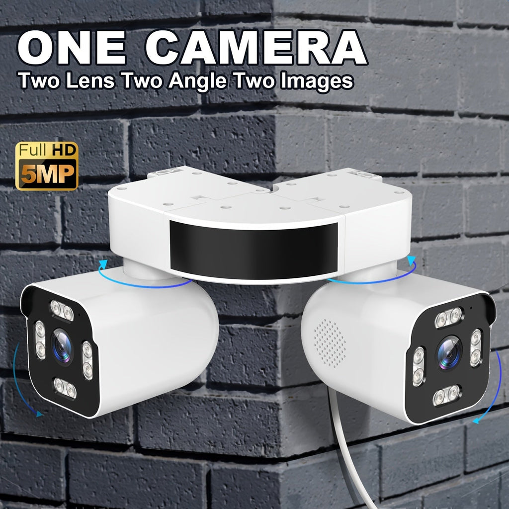 Dual Lens PTZ Security Camera Outdoor WiFi – 360° Pan Tilt Zoom 5MP, 10x Digital Zoom, Motion Detection, Two-Way Audio, Siren Alarm, Color Night Vision, App Control, Home Surveillance Camera