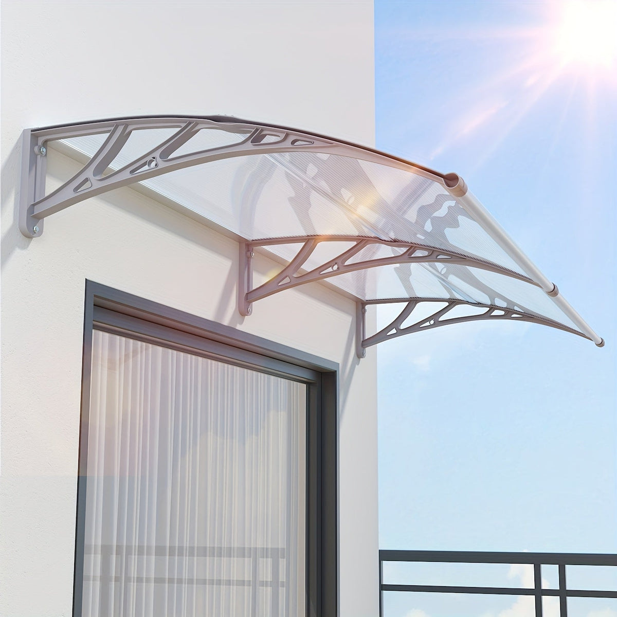 Polycarbonate Window Door Awning Canopy – UPF 50+ UV Rain Snow Sun Shade Cover for Patio Balcony Doorway in 21 Sizes & 4 Panel Colors
