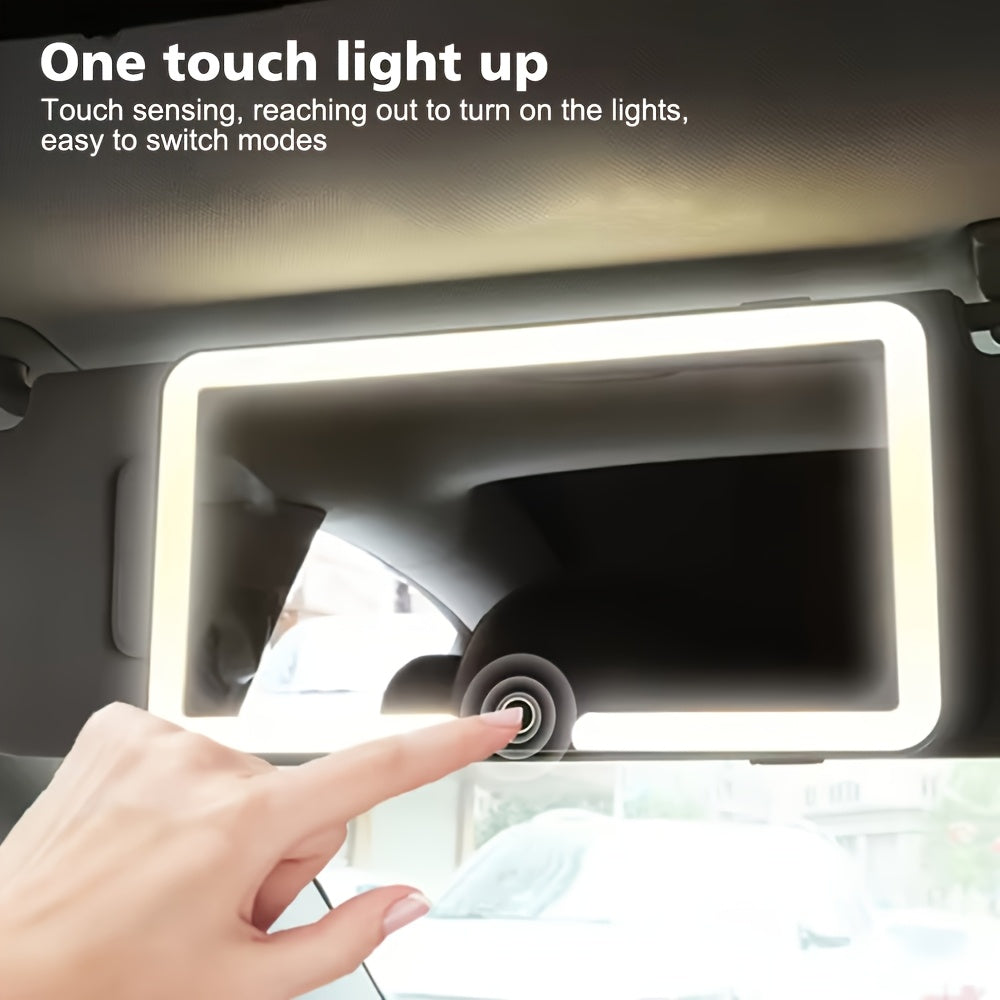 Rechargeable Ultra-Thin LED Car Visor Vanity Mirror, 3 Light Modes Lighted Makeup Mirror for Car, Truck, SUV, Low-Voltage Sun Visor Mirror, Gift for Women, White