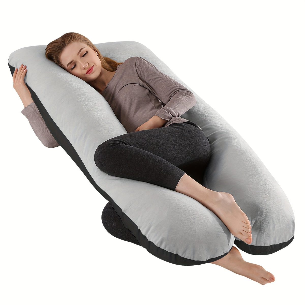U-Shaped Pregnancy Maternity Pillow Full Body Support Back Neck Leg Soft Polyester Portable for Expecting Moms – 6 Colors