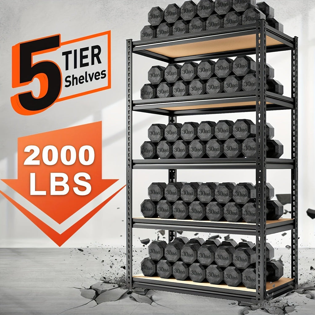 Heavy Duty Metal Shelving Unit, 72-Inch 5-Tier Adjustable Garage Storage Shelf, 3000LBS Capacity Carbon Steel Rack for Garage, Basement, Warehouse, Pantry, Office
