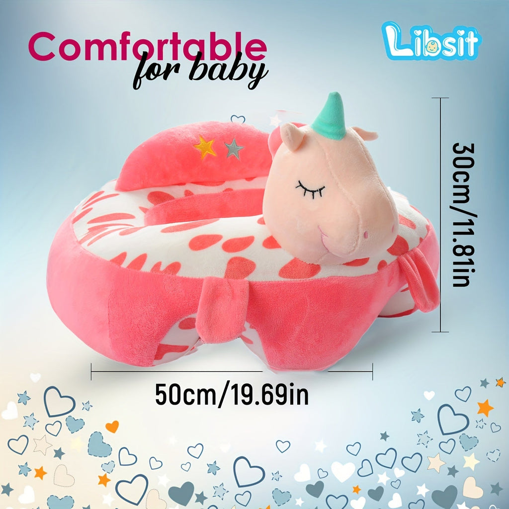 Plush Baby Floor Sofa Chair Infant Sit Up Support Seat Portable Toddler Cushion for Learning to Sit – 4 Months and Up Orange