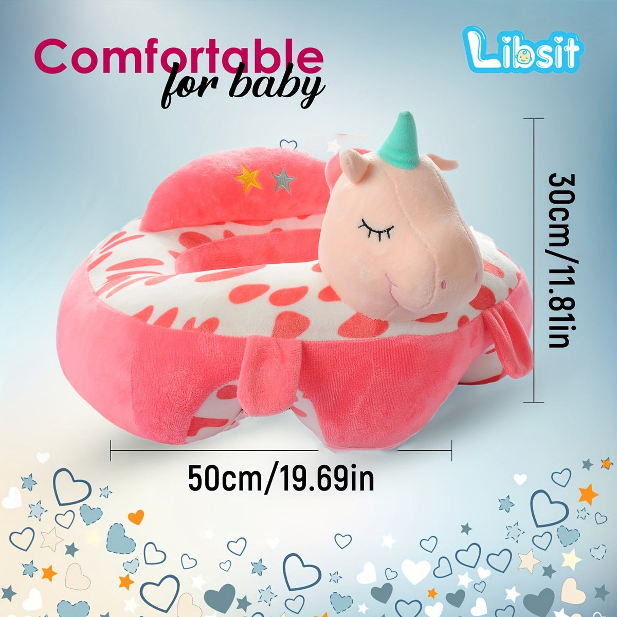 Plush Baby Floor Sofa Chair Infant Sit Up Support Seat Portable Toddler Cushion for Learning to Sit – 4 Months and Up Orange