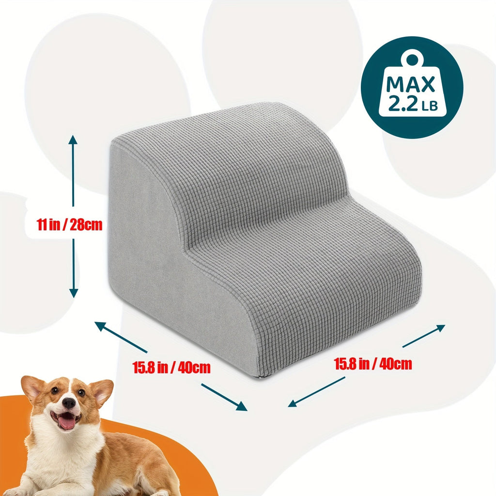 Dog Stairs for Bed & Sofa – Non-Slip Pet Steps 2/3/4 Steps for Small Dogs & Cats, Removable Washable Cover, Orthopedic Ramp for Senior Dogs, Injured Pets & Joint Pain Relief, 5 Colors