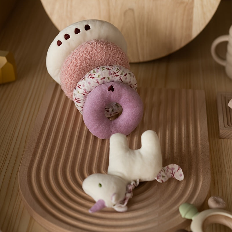 Baby Stacking Plush Ring Toy, Soft Textured Stuffed Stacking Blocks for Infants, Stroller & Crib Travel Toy for Baby Boys & Girls, Unicorn & Stegosaur Stacker Set