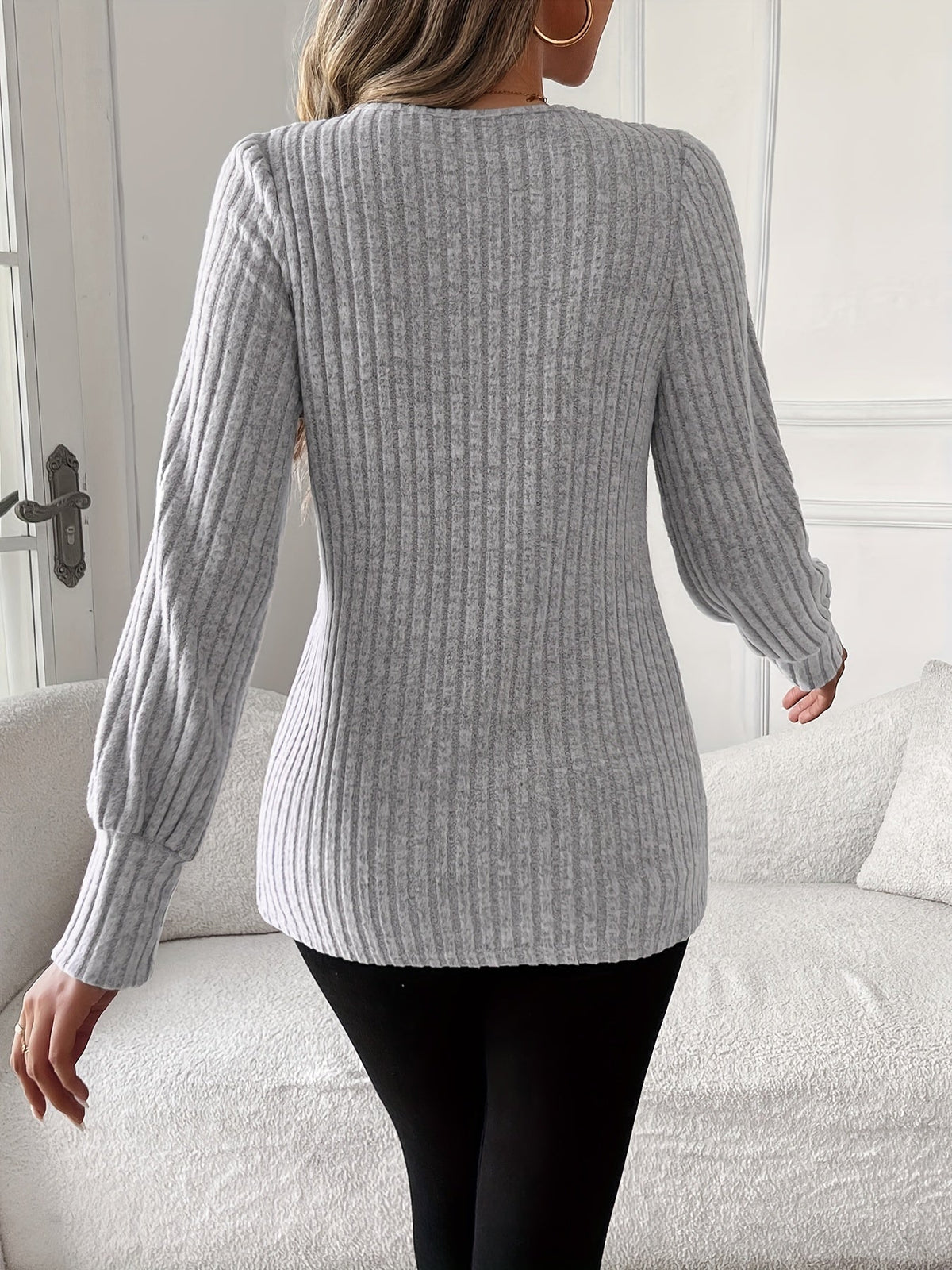 Women's Long Sleeve Lace Trim T-Shirt Round Neck Elegant Casual Top Soft Lightweight Blouse Pink Grey Blue S-XXL US Warehouse