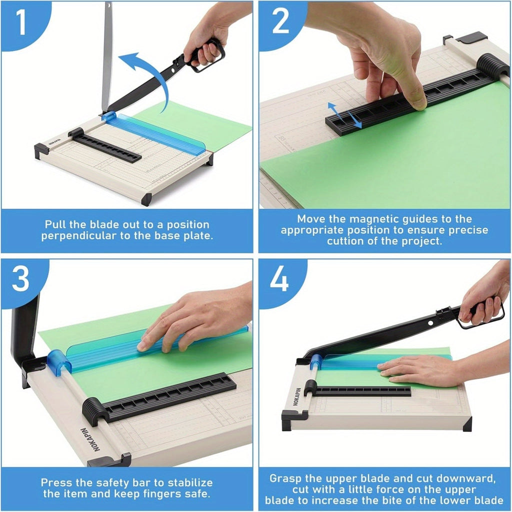 12-Inch Heavy-Duty Guillotine Paper Cutter Trimmer with Safety Guard, Corner Rounder, and Precise Grid for Photos, Cardstock, Scrapbooks, Office Documents, and Craft Cutting