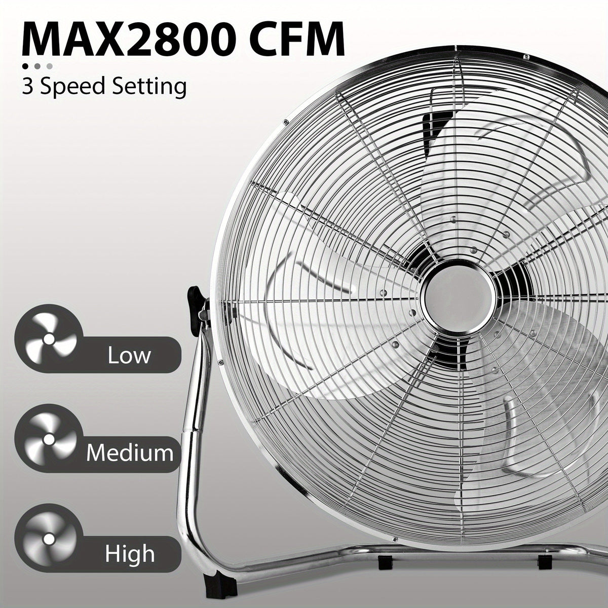 14" High Velocity Industrial Floor Fan - 3-Speed, Heavy Duty, Adjustable Tilt & Metal Blades - Garage, Factory, Warehouse, Workshop & Commercial Use