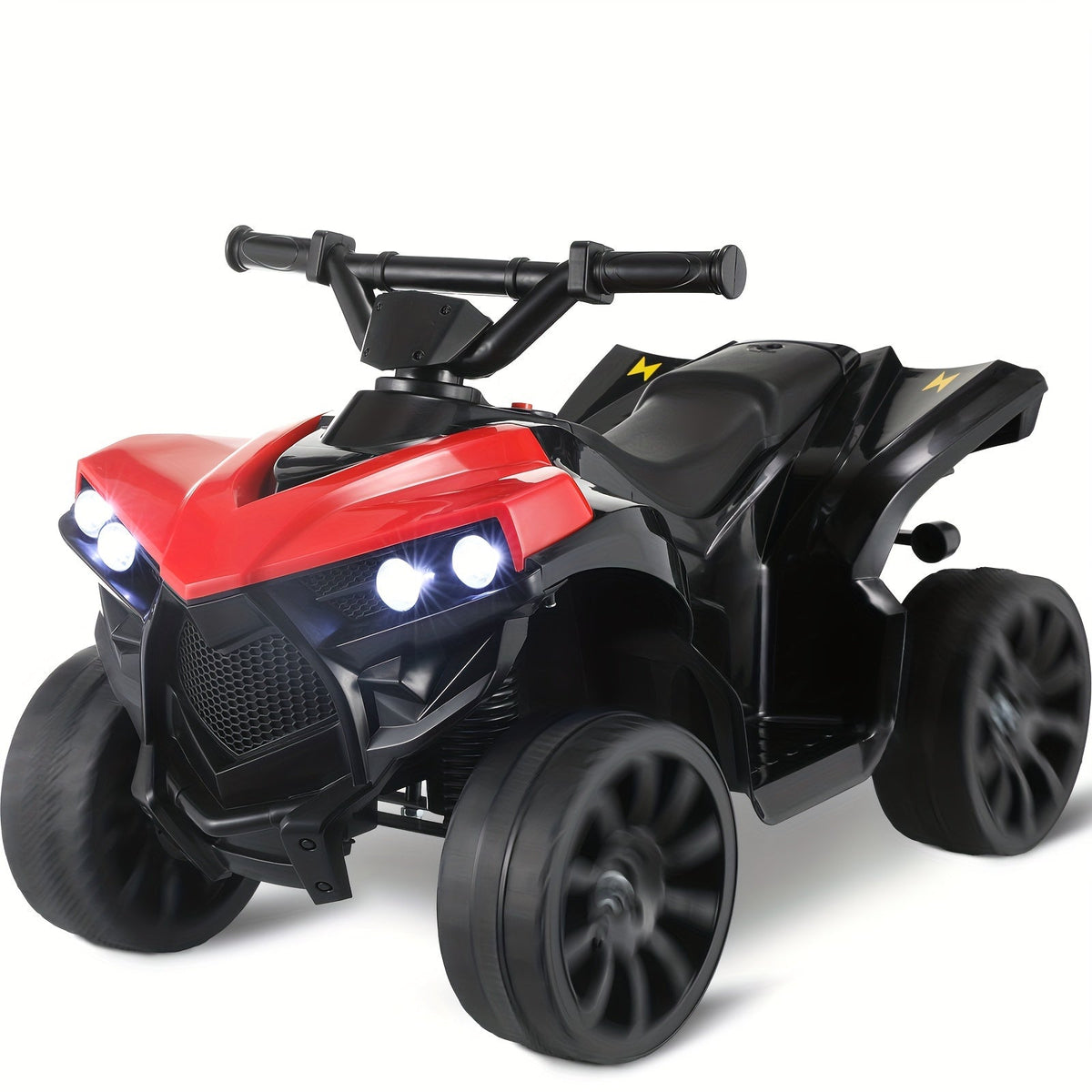 Kids Electric Quad ATV Ride-On Car with Headlights, Pedal Accelerator, All-Terrain Anti-Slip Tires, 55 lbs Capacity, 1.86 MPH Ride-On Toy for Boys and Girls Ages 3-6, Birthday/Christmas Gift, Blue/Black/Pink/Red