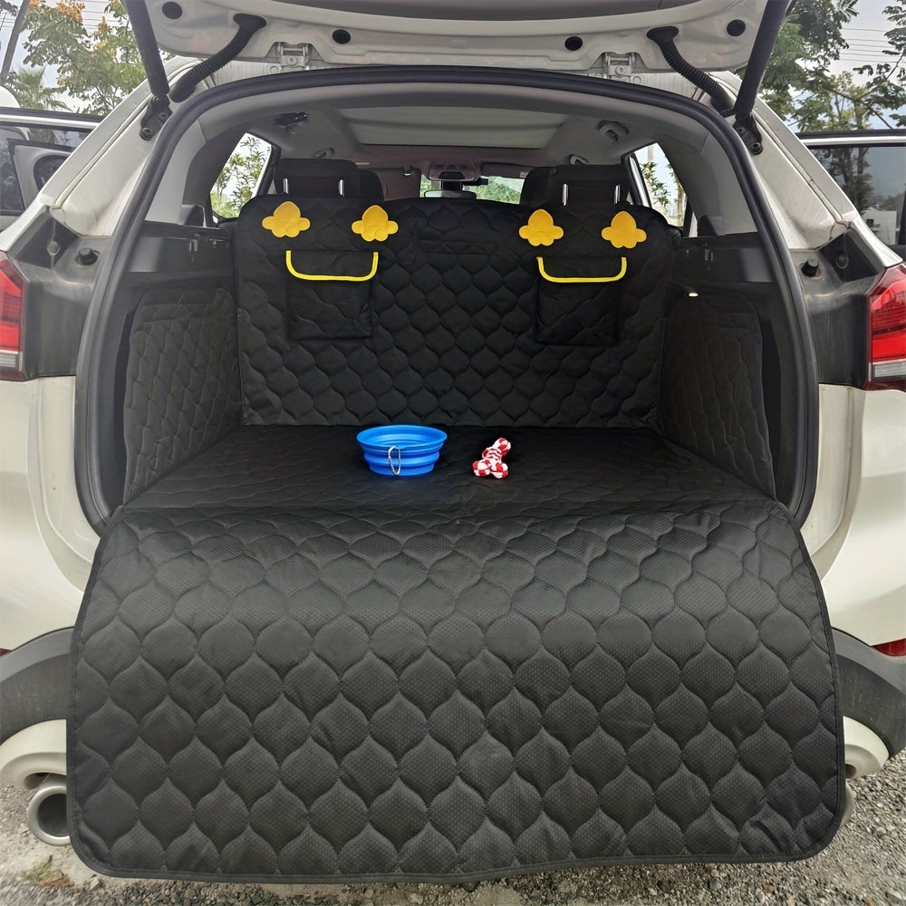 Adjustable SUV Cargo Liner for Dogs with Storage Pockets - Durable Knitted Fabric Trunk Protector for Cars & SUVs, Waterproof Pet Back Seat Dog Carrier Cover, 66.54x72.83 inches