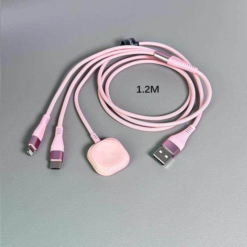 3 in 1 Charging Cable with iWatch Magnetic Charger – Nylon Braided USB-A to Lightning & Type-C Fast Charging Cable, 47 Inch, Compatible with iPhone, Apple Watch Series 1-10 & Android Phones