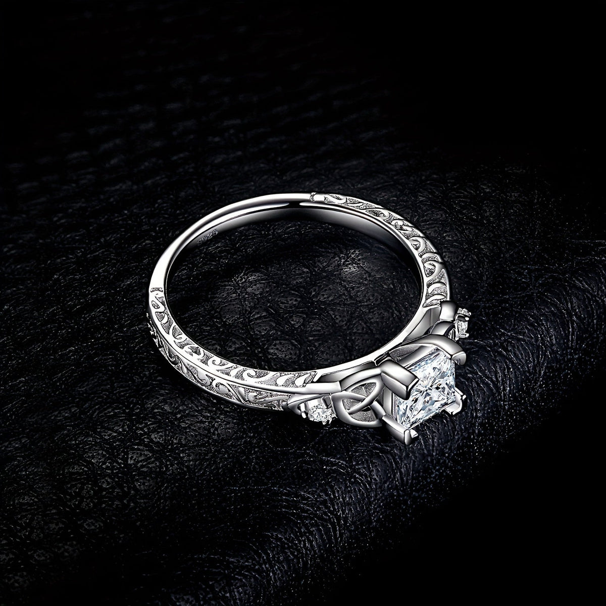 Princess Cut CZ Engagement Ring 925 Sterling Silver Platinum Plated – Cubic Zirconia Bridal Band Women's Sizes 4-12, Silver, Yellow Gold, Rose Gold, Wedding Promise Ring, Gift Box