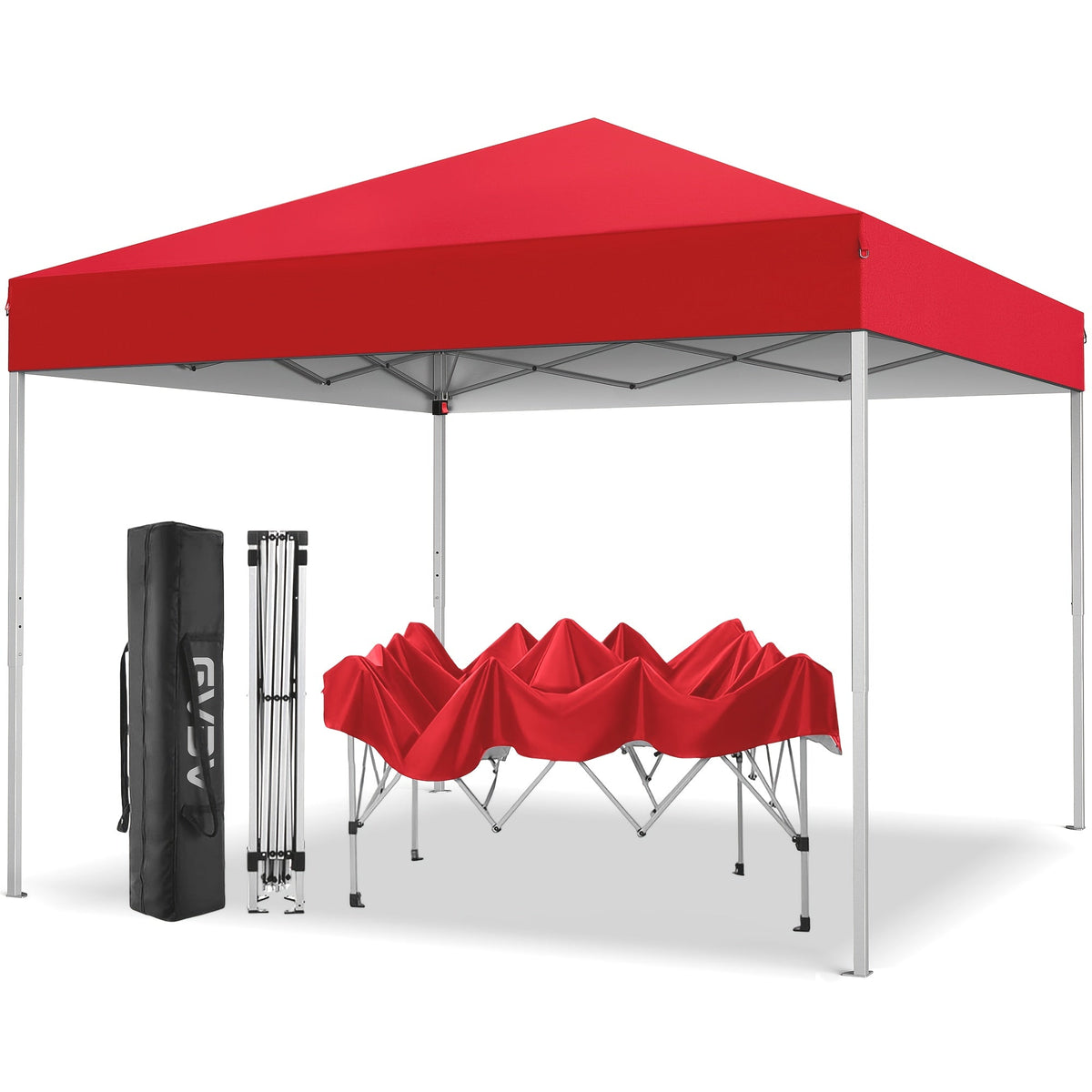 10x10 Pop Up Canopy Tent, UPF 50+ Heavy-Duty Steel Frame, 3 Height Settings, Waterproof Instant Canopy with Carry Bag for Backyard, Patio, Beach, Camping, Party, Market - Space Gray, Black, Blue, Red, Dark Gray, Forest Green