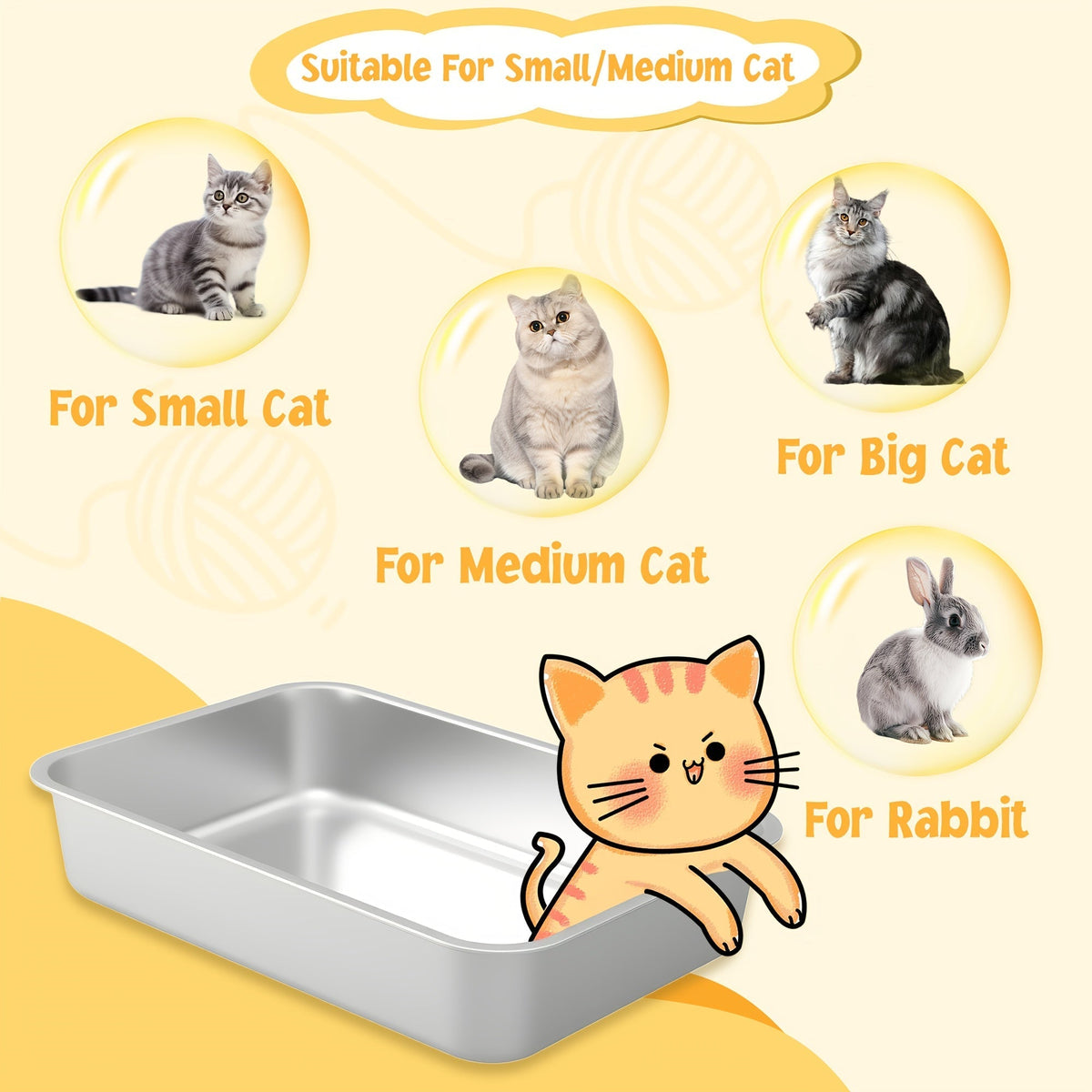 Stainless Steel Cat Litter Box, High-Sided Anti-Leakage Metal Litter Pan with Scoop and Sifting Tray, Rust-Proof, Odor-Resistant, Non-Stick, Easy-Clean Indoor Cat Toilet for Medium to Large Cats