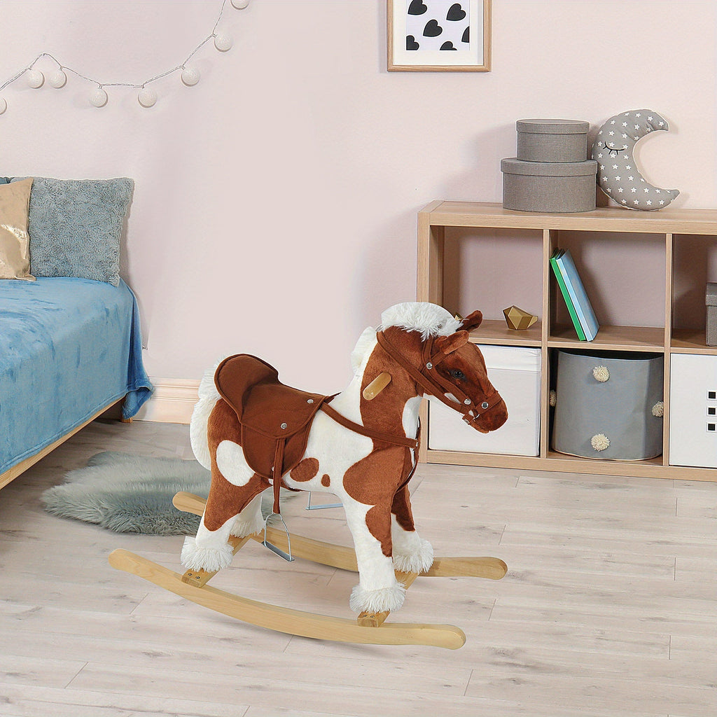 Kids Rocking Horse Ride-On Toy with Nursery Rhyme Music & Lights for Toddlers Ages 1-3, Classic Horse Rocker for Boys & Girls, Fun Indoor Ride-On for Early Development & Active Play