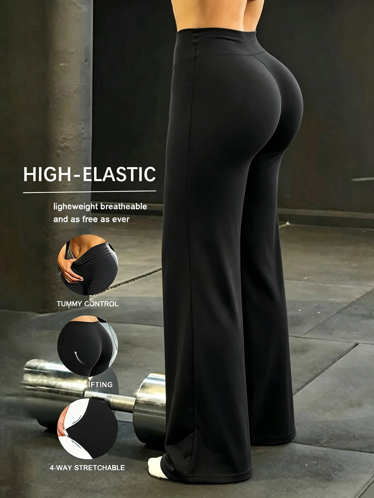Women's High-Waist Wide-Leg Pants Quick-Dry Loose Fit Elastic Waistband - Casual French Style Spring Summer Long Pants S-XL