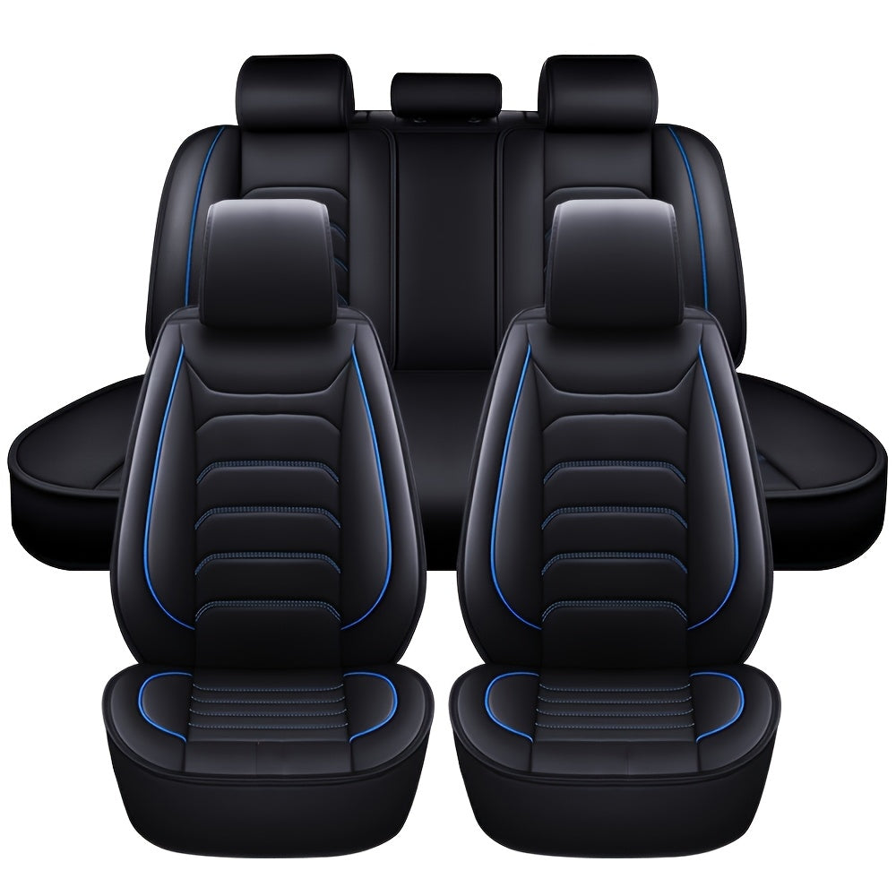 Faux Leather Car Seat Covers 5-Seat Full Set – Waterproof 360° All-Weather Protection, Soft Foam Padding, Non-Slip Grip, Universal Fit for Cars, Trucks, Sedans, and SUVs, 6 Colors Available