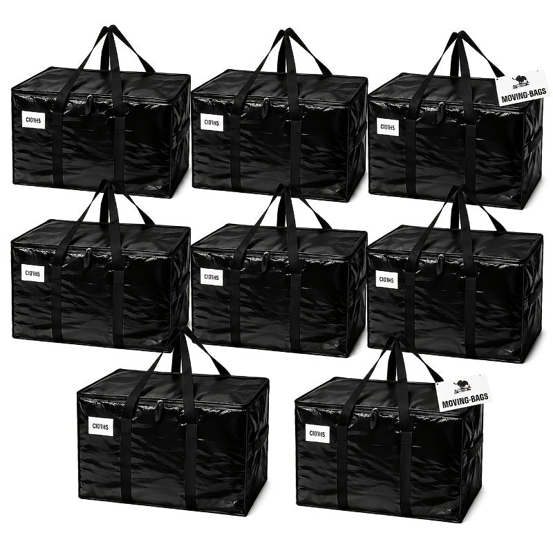 8-Pack Extra Large Moving Bags with Lids 50 Lb Capacity Heavy Duty Storage Totes Strong Handles and Zippers for Moving Clothes Blankets Seasonal Storage Transparent
