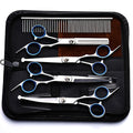 7-Piece Pet Grooming Scissors Set – Ceramic-Coated 4CR Stainless Steel, Safety Round Tips, Straight, Thinning & Curved Shears with Comb & Storage Bag for All Breeds of Dogs and Cats