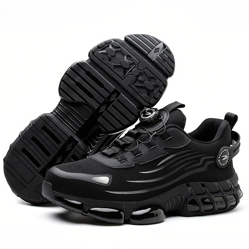 Men's Steel Toe Work Shoes Slip-Resistant Safety Boots Breathable Composite Toe Sneakers Abrasion-Resistant Construction Work Boots Black Dark Gray US 6-11