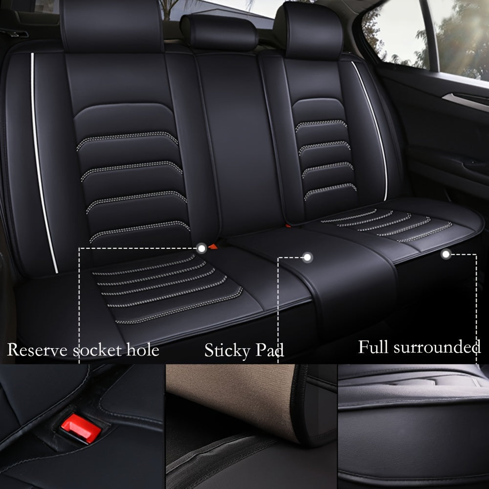 Faux Leather Car Seat Covers 5-Seat Full Set – Waterproof 360° All-Weather Protection, Soft Foam Padding, Non-Slip Grip, Universal Fit for Cars, Trucks, Sedans, and SUVs, 6 Colors Available
