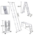 330lb 12.5ft 7-in-1 Multi-Purpose Aluminum Folding Extension Ladder – Foldable Lightweight Scaffold Step Ladder for Home, Garage, Construction & Outdoor Use