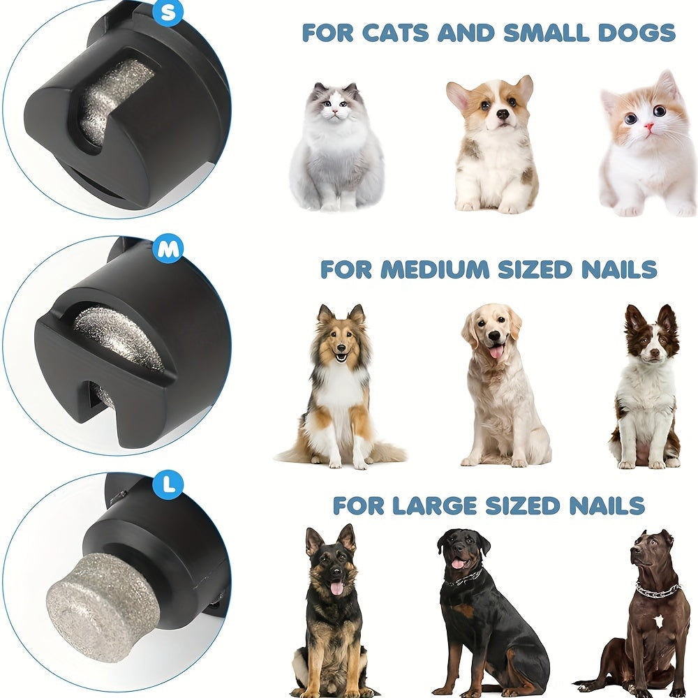 Dog Nail Grinder with LED Light - Quiet Rechargeable Pet Nail Grinder 2-Speed Painless Nail Trimmer for Large and Small Dogs, USB Charging with Grinding Wheel