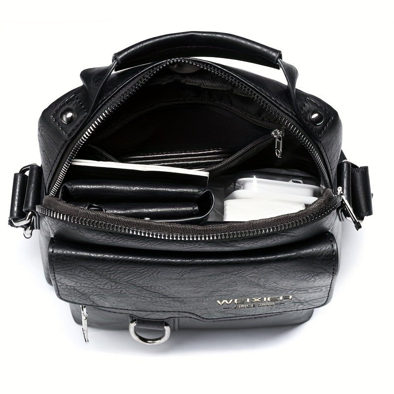 Vintage Shoulder Bag Crossbody Messenger Bag Vertical Business Casual Commuter Versatile for Work Travel Daily Use Black Horizontal Style