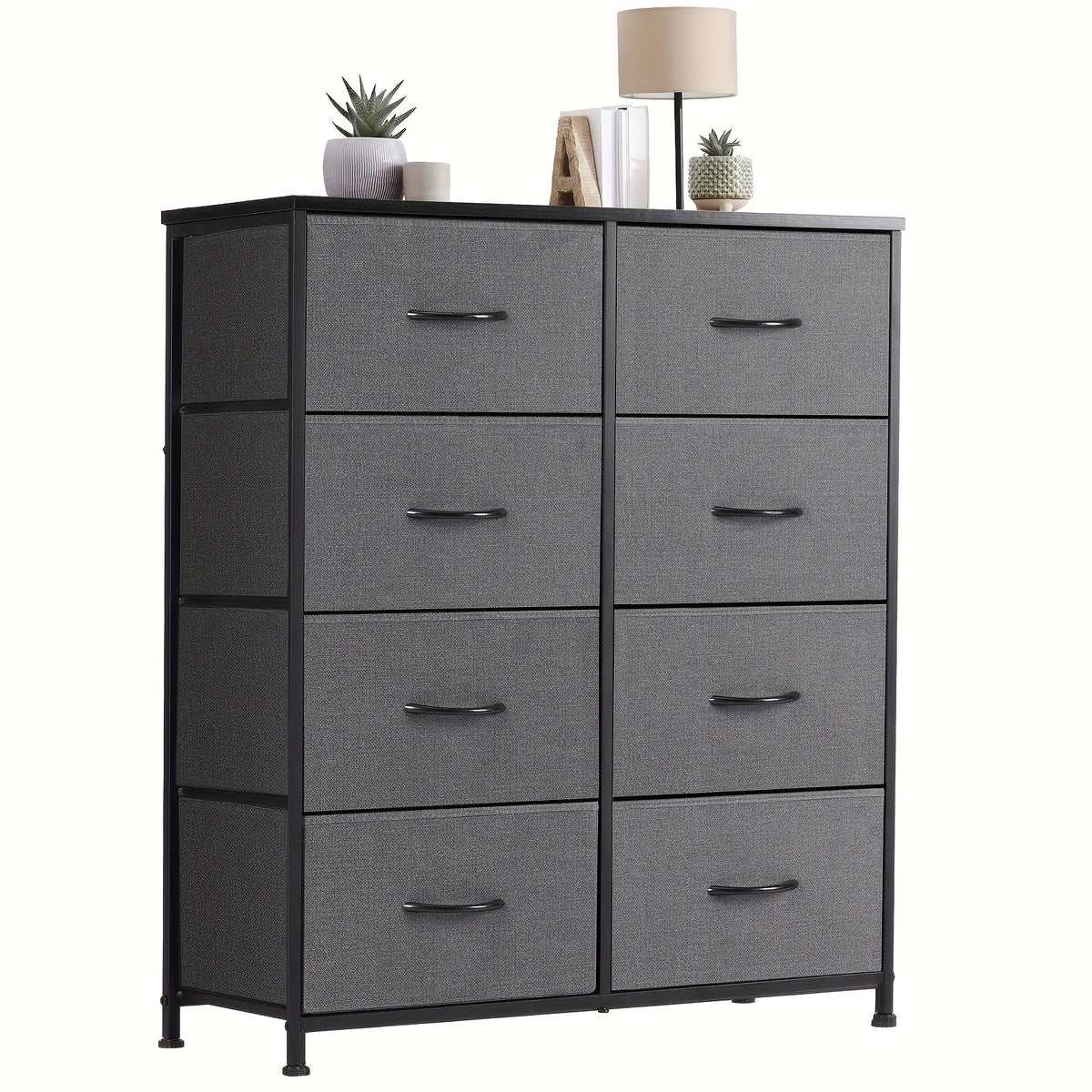 8-Drawer Fabric Dresser with Metal Frame & Wood Tabletop – Clothes Storage Tower Chest Organizer for Bedroom Living Room Entryway