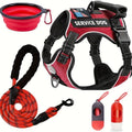 Reflective Dog Harness Vest with Leash, Shock-Absorbing No-Pull Pet Harness with Night Vision Reflective Strips, Comfortable Vest Style for Small, Medium, and Large Dogs