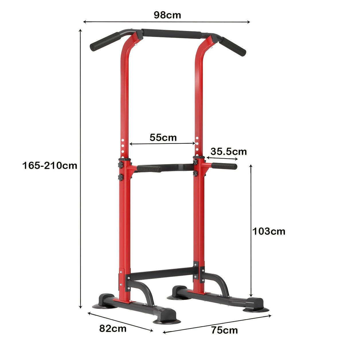 Power Tower Dip Station with Pull-Up Bar, 10 Adjustable Heights, 330 lbs Capacity, Full-Body Strength Training for Home Gym – Pink, Black, Red, Yellow, Blue, Orange, Green