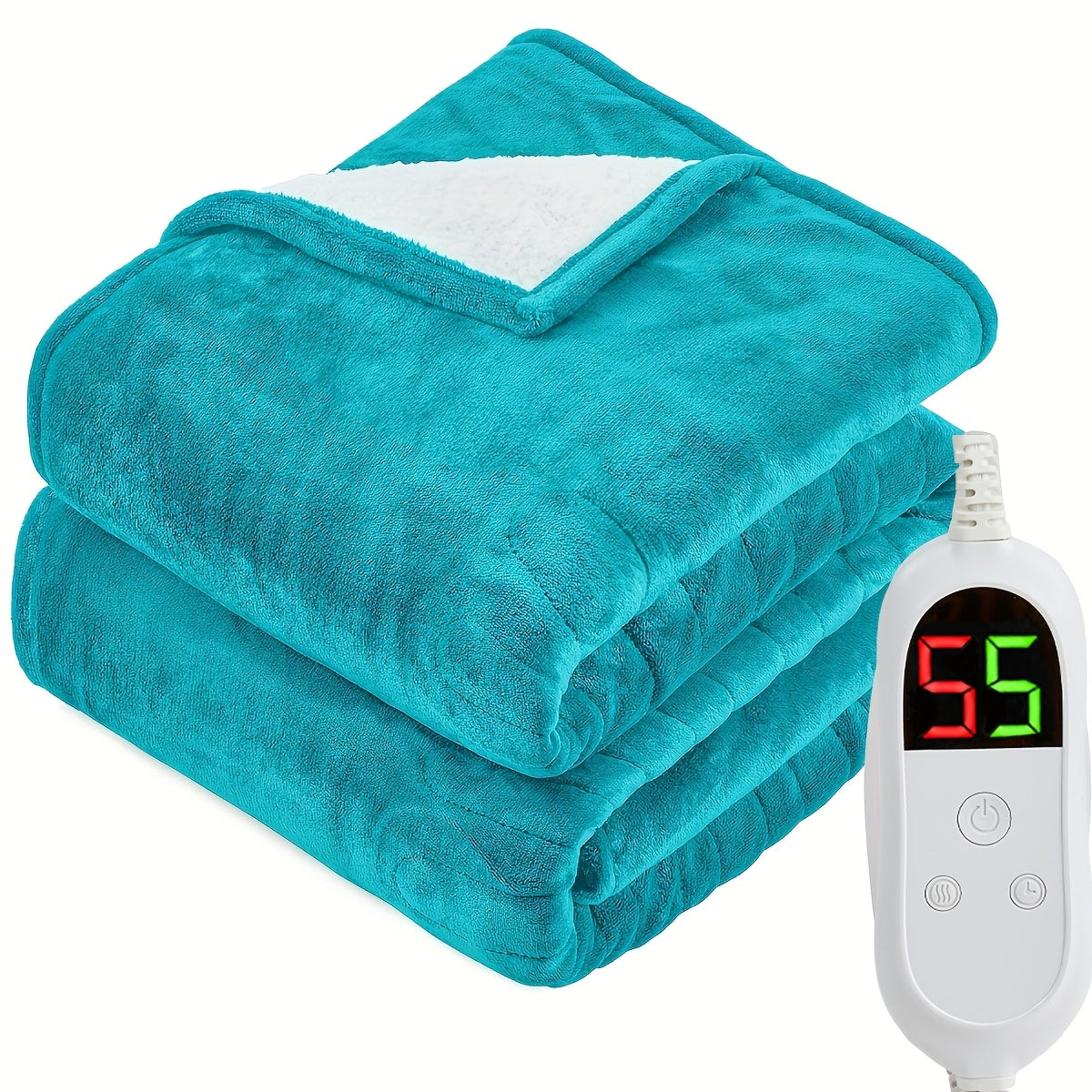 Electric Heated Blanket Dual Zone A B Independent Temperature Controllers 10 Heating Levels 1 2 4 6 8 Hour Auto-Off Fast Heating Soft Flannel Throw Twin Full Queen King Light Grey Navy Black Pink Purple Lake Blue