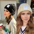 2 Pack Winter Knit Beanies for Women and Men, Candy-Colored Chunky Cable Knit Warm Hats with Ear Protection, Loose Fit Slouchy Beanie for Outdoor Streetwear in Cold Weather