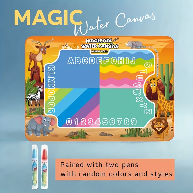 Water Drawing Mat for Kids, Reusable Magic Painting Canvas, Mess-Free Art Toy Set for Ages 3+, Large 80x60cm, Ocean Animal Designs, Gift Box