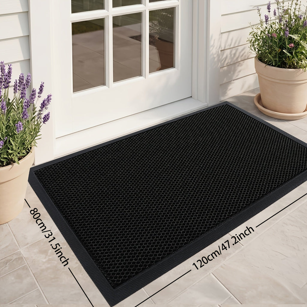 Heavy-Duty Nylon Door Mat – 3D Grid Dirt Trapping Low Profile 0.39" Non-Slip Rubber Backing All-Season for Front Door Patio Garage & Entryway in Black Brown Blue & Black Gray