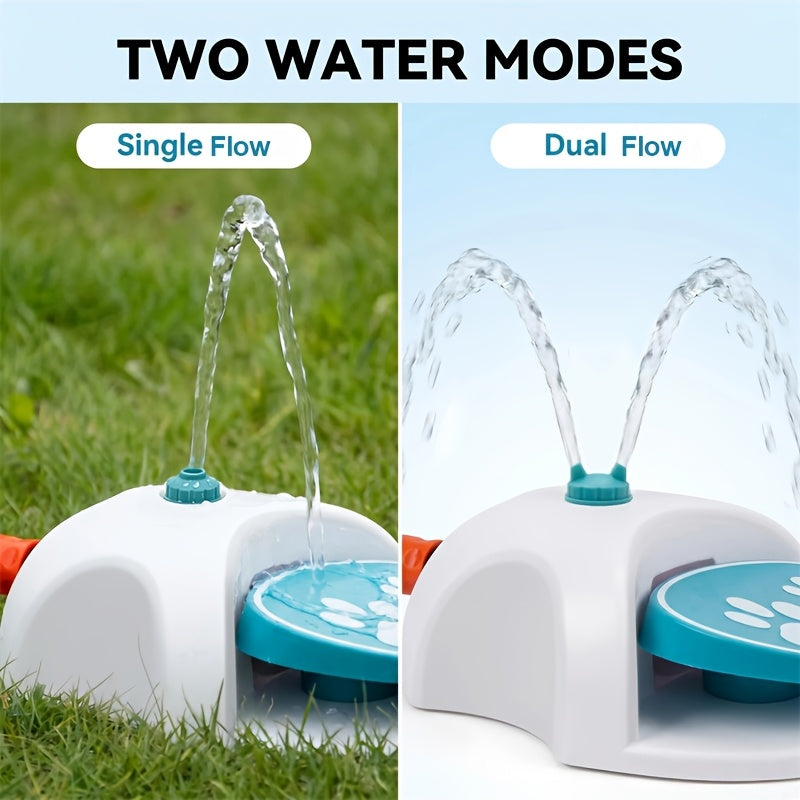 Dog Water Sprinkler Foot Treadle Drinking Fountain - Dog-Operated Fresh Water Dispenser with Hose & Connector - Portable Outdoor Dog Water Fountain for Camping, Hiking, and Backyard - Fun Dog Hydration Toy