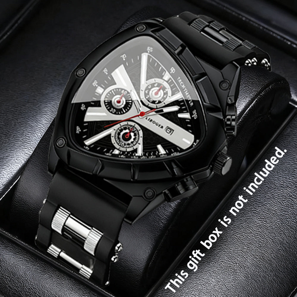 2pcs Men's Watch Set: Sports Triangle Dial Silicone Strap and Retro Square Dial Quartz Watch with Date Display, Casual Dress Watches for Valentine's Day or Father's Day Gift