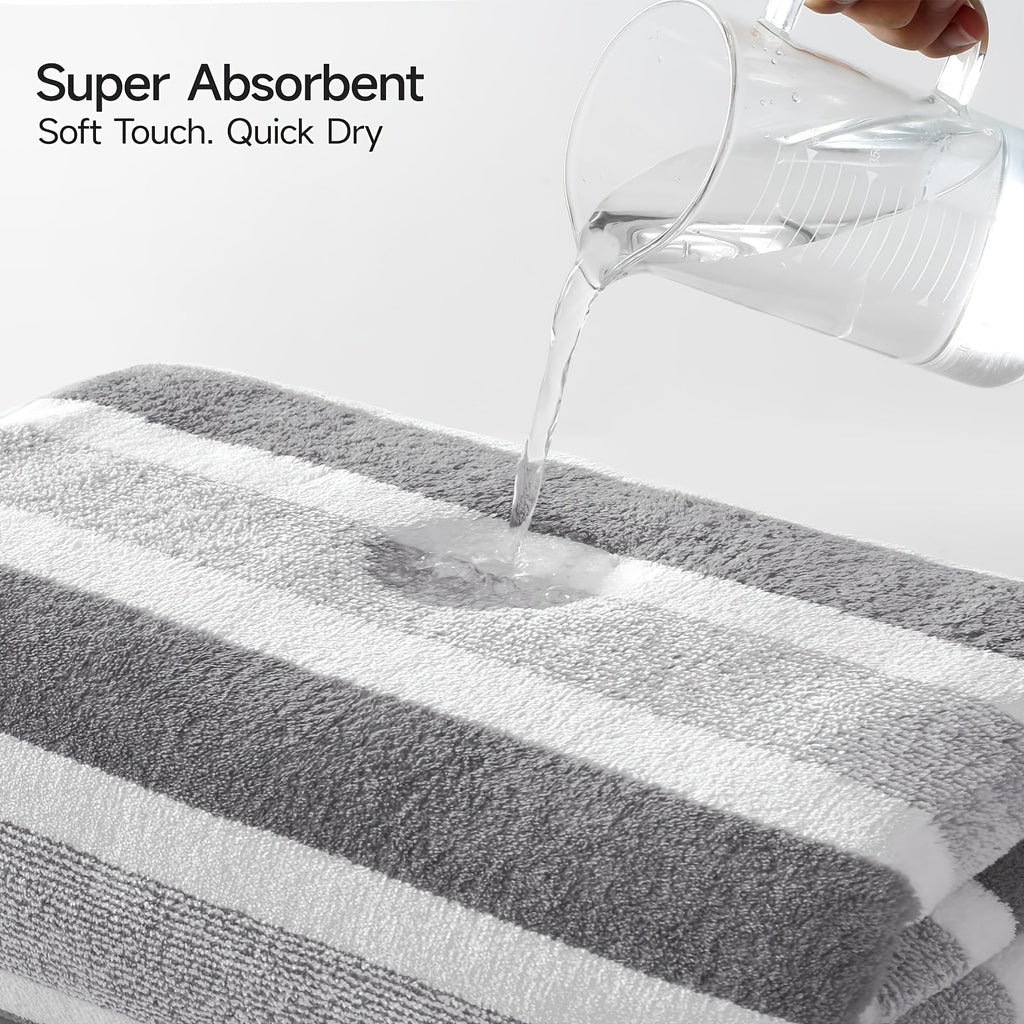 Striped Bath Towel Set, Absorbent, Quick-Dry, Super Soft, Skin-Friendly, 27.6x55.1 Inch, for Home Bathroom, Beach – Available in 1 or 4 Pack, Multiple Colors