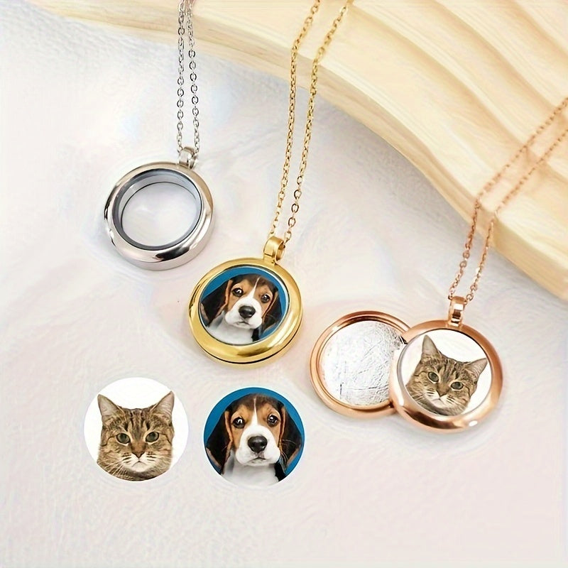 Custom Pet Fur Keepsake Necklace with Photo - Personalized Dog & Cat Hair or Tooth Memorial Storage Pendant, Unique Pet Loss Gift & Personalized Pet Jewelry (Silver, Rose Gold, or Black)