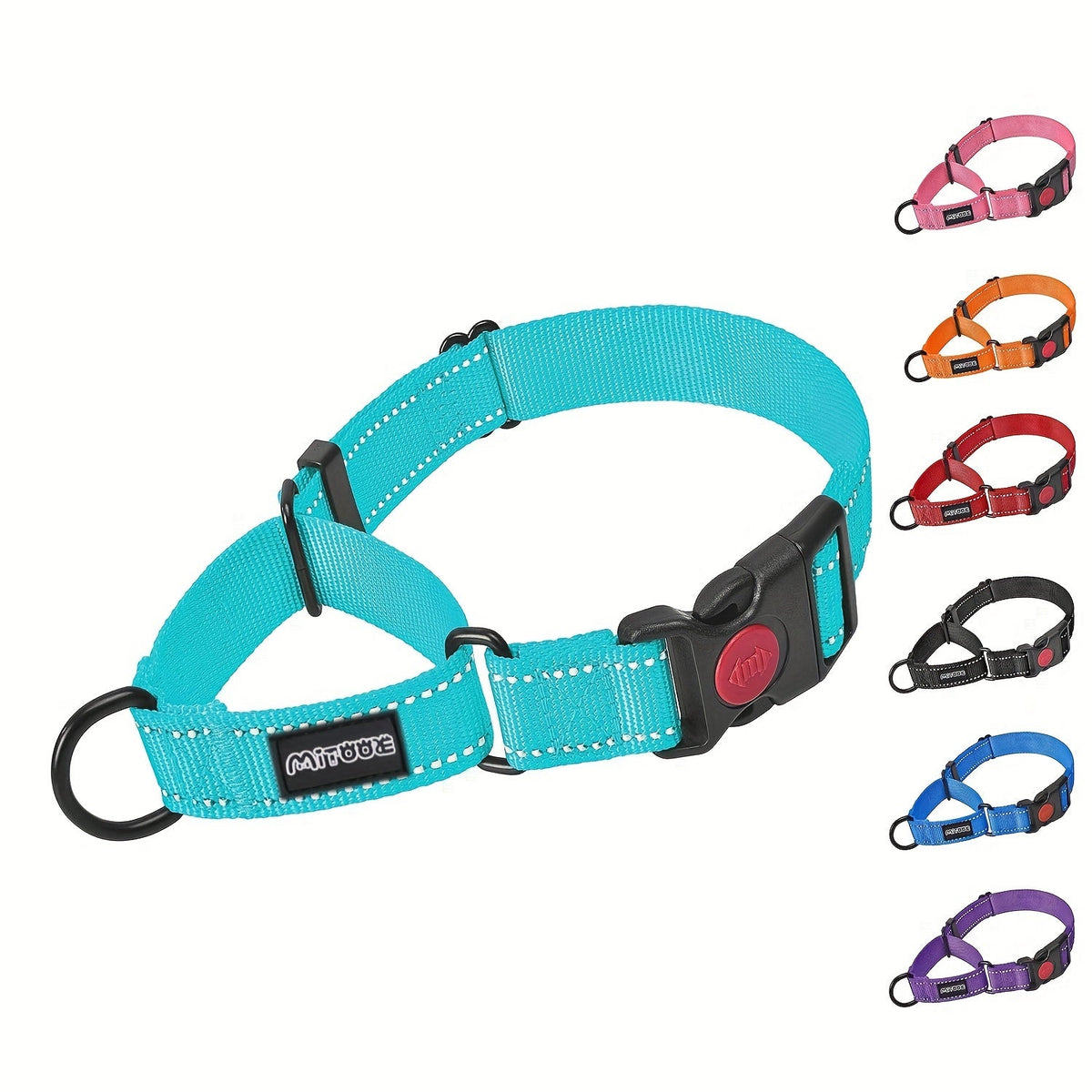 Reflective Dog Collar with Safety Locking Buckle - 1 Inch Wide, Adjustable for Small, Medium, and Large Dogs, Night Visibility Training Collar