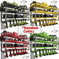 Wall-Mounted Electric Tool Storage Rack - 4-Layer, 8 Drill Bit Holders - Garage & Workshop Shelf - Men's Gift - Red, Yellow, Green & Black