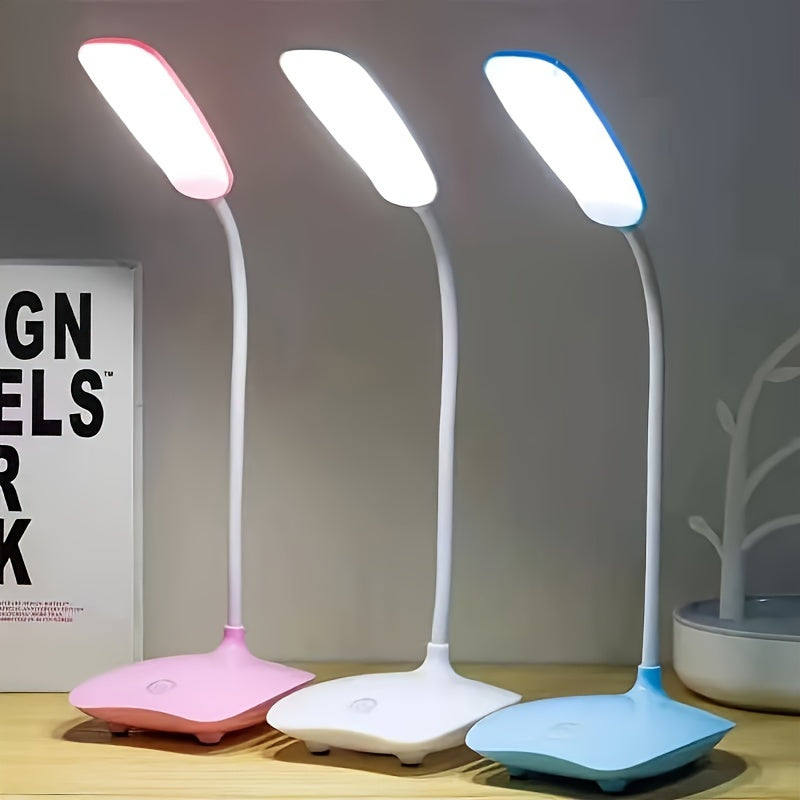 Foldable LED Desk Lamp - Portable, 3-Level Dimming, USB Charging & Touch Switch - 400mAh Battery - Writing, Office & Room Decor - White, Blue & Pink