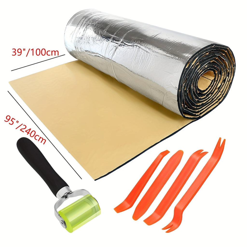 Car Sound Deadener & Heat Shield Mat 22/26 Sqft – Self-Adhesive Aluminum Foil Noise Reduction Insulation, Easy to Cut & Install for Floor, Door, and Trunk, Free Installation Tools Included