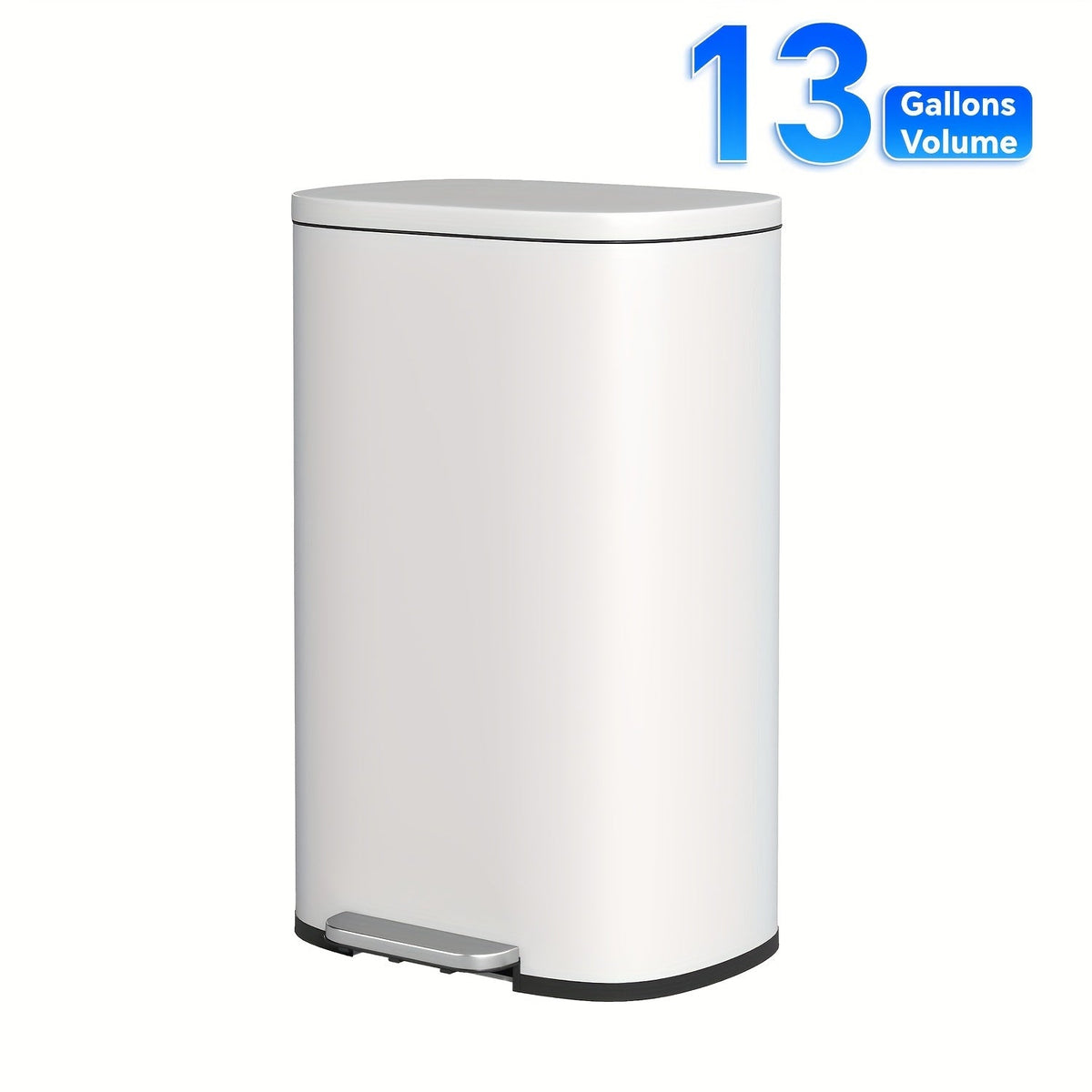 Pedal Trash Can – Fingerprint-Proof Stainless Steel Kitchen Garbage Can with Removable Inner Bucket & Hinged Lid for Kitchen Home Office in 5L to 50L