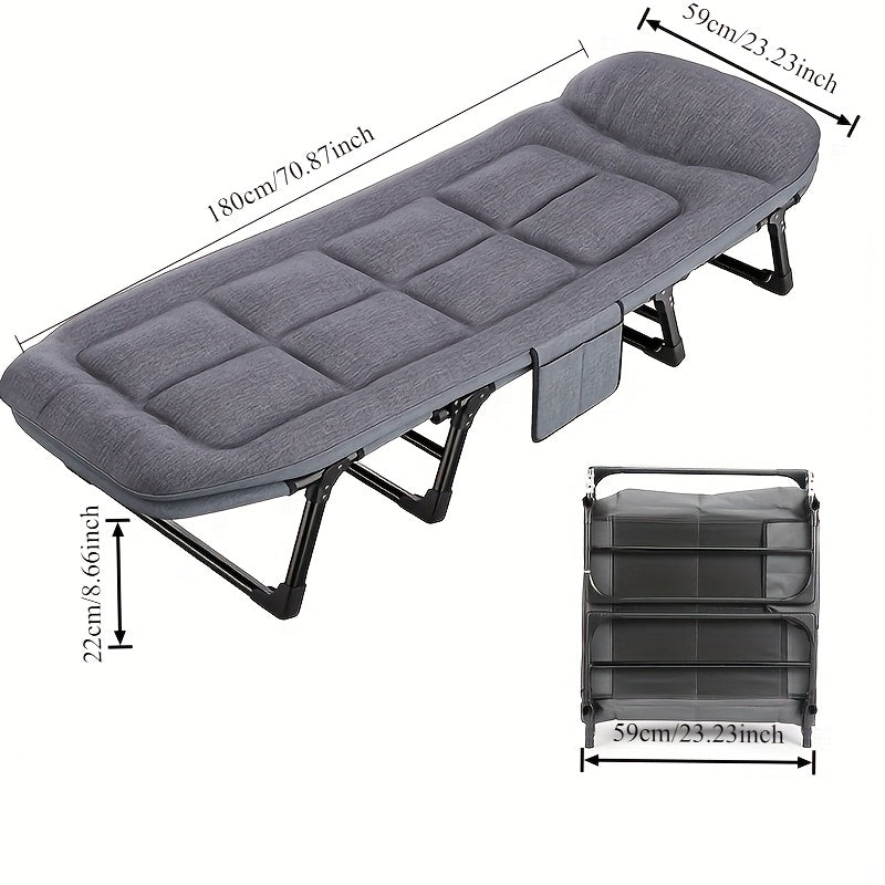 Heavy-Duty Folding Camping Bed with Flip-Up Mattress Included, 450-600 lbs Capacity, 70-75 Inch Portable Guest Bed for Adults, Teenagers, Travel, Garden, Balcony, and Outdoor Use