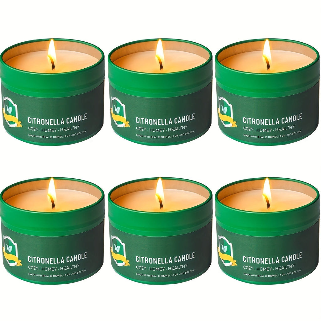 Citronella Candles Outdoor 6-Pack, 4.4oz Each, 150-Hour Burn Time, Natural Mosquito Repellent for Patio, Camping, BBQ, Garden, Yard, Party, Deck, Lanai, Home Decor Gift