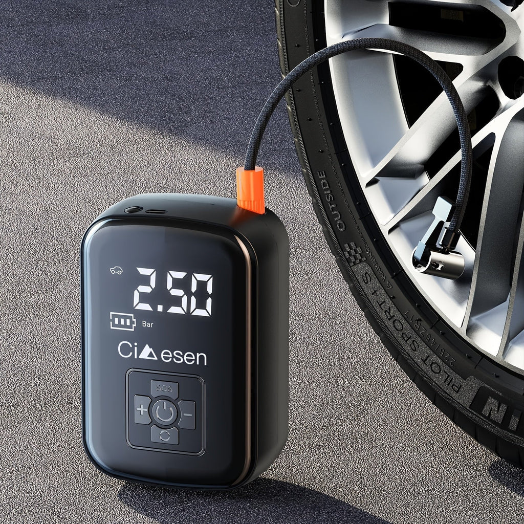 Portable Tire Inflator, 100W Cordless Air Pump, 4000mAh Battery, 30-Second Inflation, 5 Modes, Digital PSI Display, Type-C Charging, LED Light, Multi-Nozzle for Car, Motorcycle, Bicycle, Ball