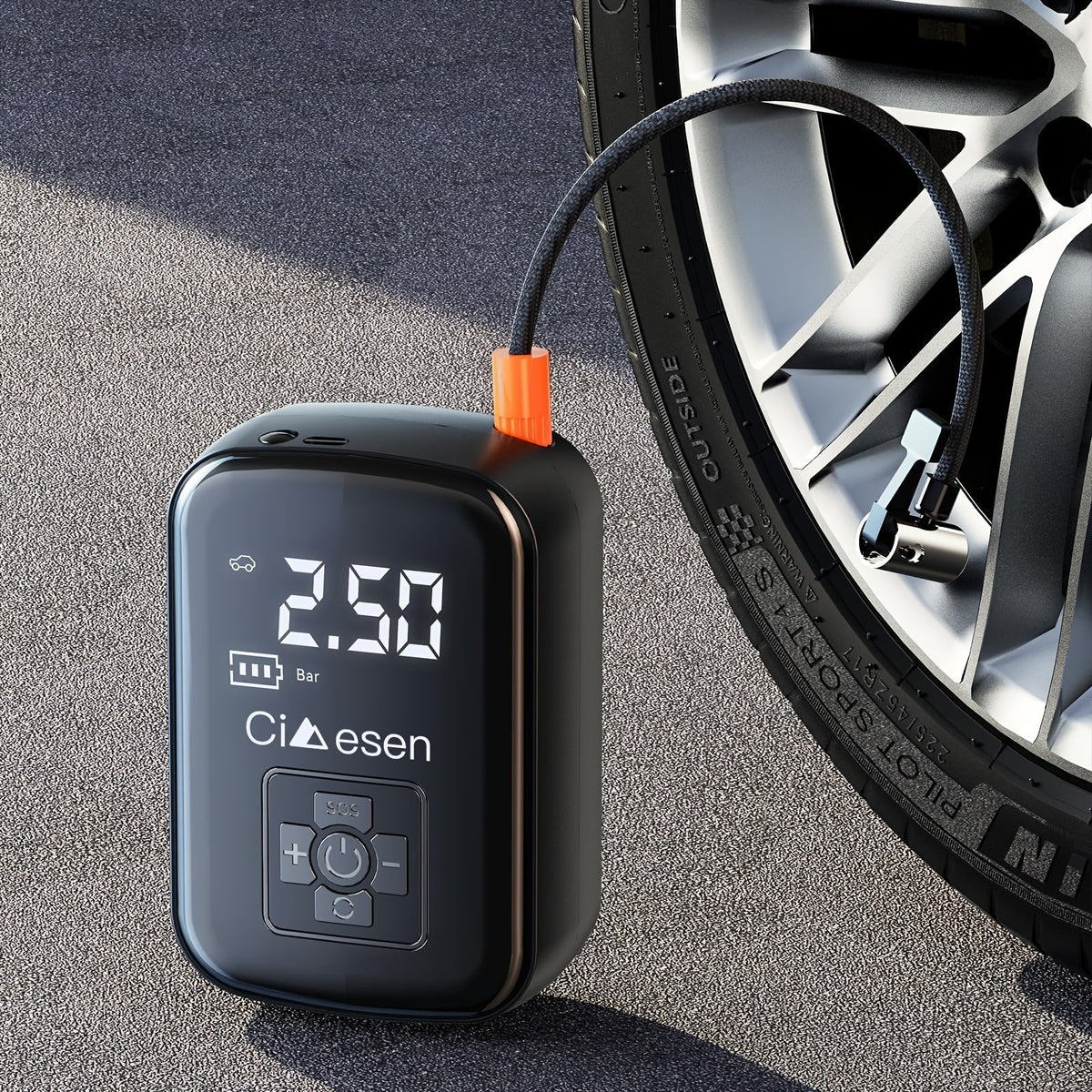 Portable Tire Inflator, 100W Cordless Air Pump, 4000mAh Battery, 30-Second Inflation, 5 Modes, Digital PSI Display, Type-C Charging, LED Light, Multi-Nozzle for Car, Motorcycle, Bicycle, Ball